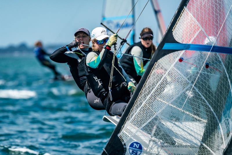 Tess Lloyd and Jaime Ryan - 2020 49er, 49er FX & Nacra 17 World Championships, Day 4 photo copyright Beau Outteridge taken at Royal Geelong Yacht Club and featuring the 49er FX class