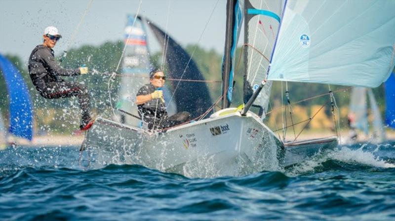 In their third attempt, the Olympic ticket is supposed to get in Kiel: Tina Lutz/Susann Beucke lead the 49er FX before the final regatta series, the Kieler Woche, in the internal German Olympic qualification for Tokyo photo copyright Sascha Klahn / Kieler Woche taken at Kieler Yacht Club and featuring the 49er FX class