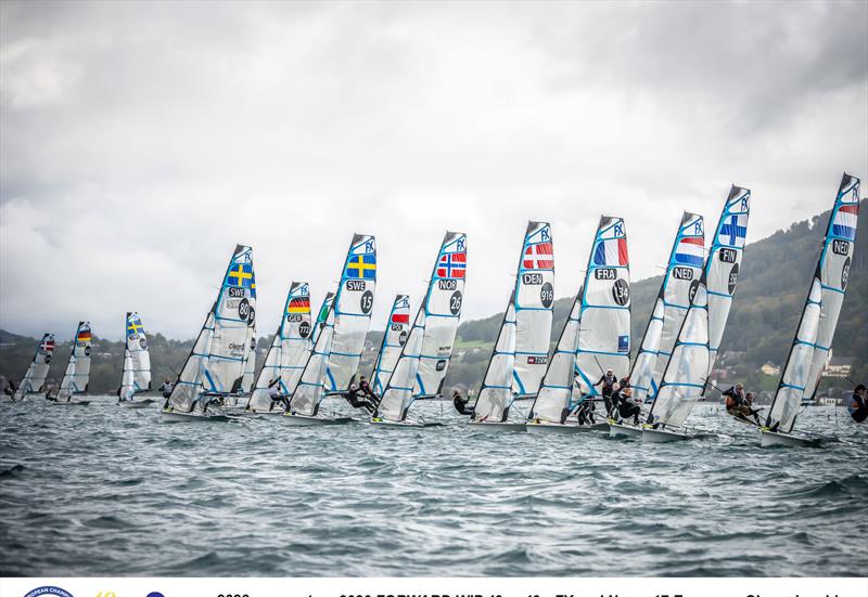 2020 Forward WIP 49er, 49erFX and Nacra 17 European Championship day 3 photo copyright Tobias Stoerkle / www.blende64.com taken at Union-Yacht-Club Attersee and featuring the 49er FX class