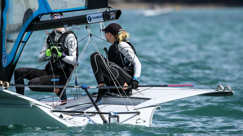 Oceanbridge NZL Sailing Regatta - Wakatere BC April 11, 2021 photo copyright Richard Gladwell / Sail-World.com / nz taken at Wakatere Boating Club and featuring the 49er FX class