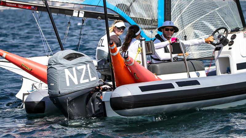 Kiwi 49erFX team takes a training break - Tokyo2020 - Day 1 - July, 25 - Enoshima, Japan. - photo © Richard Gladwell - Sail-World.com / Photosport