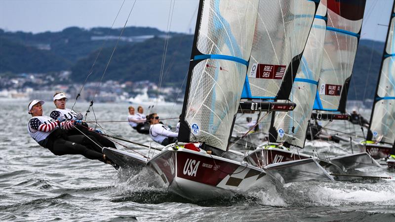 Tokyo2020 - Day 3 - July, 27, - Enoshima, Japan. 49erFX - USA photo copyright Richard Gladwell - Sail-World.com / nz taken at Takapuna Boating Club and featuring the 49er FX class