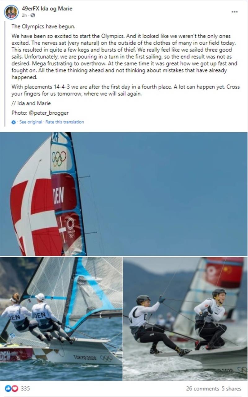 Ida Nielsen's FB post - photo © 49er and Nacra 17 Sailing