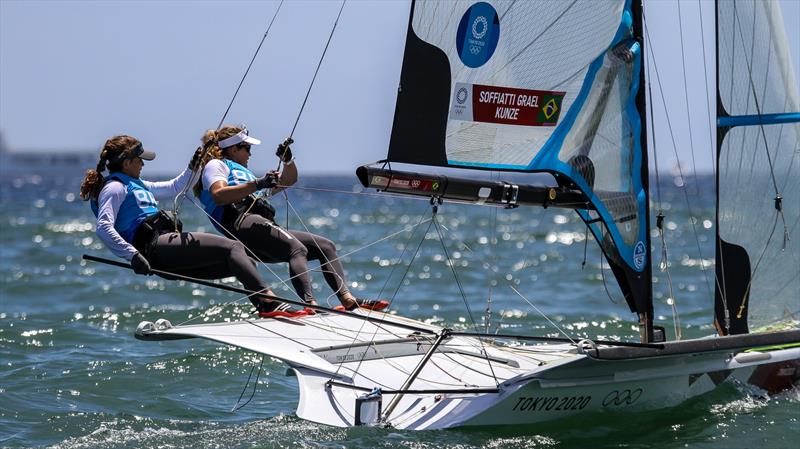 Martine Grael and Kahena Kunze (BRA) Gold Medal winners - 49er FX- Tokyo2020 - Day 9- August 2, - Enoshima, Japan photo copyright Richard Gladwell - Sail-World.com / Photosport taken at  and featuring the 49er FX class