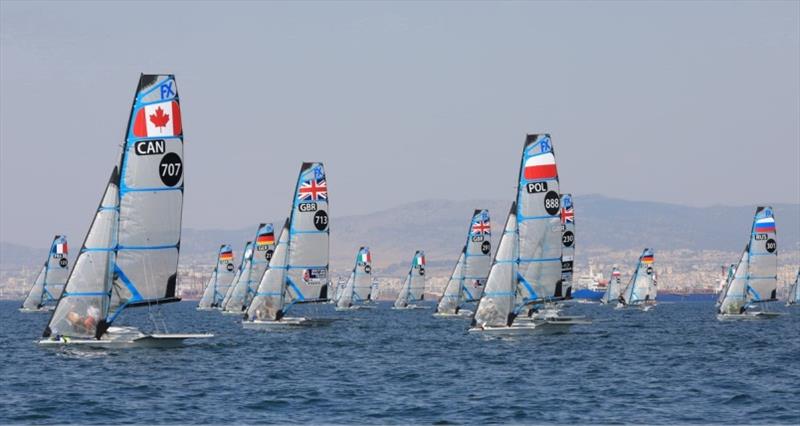 49er European Championships 2021 - Day 1 photo copyright Nikos Pantis taken at  and featuring the 49er FX class