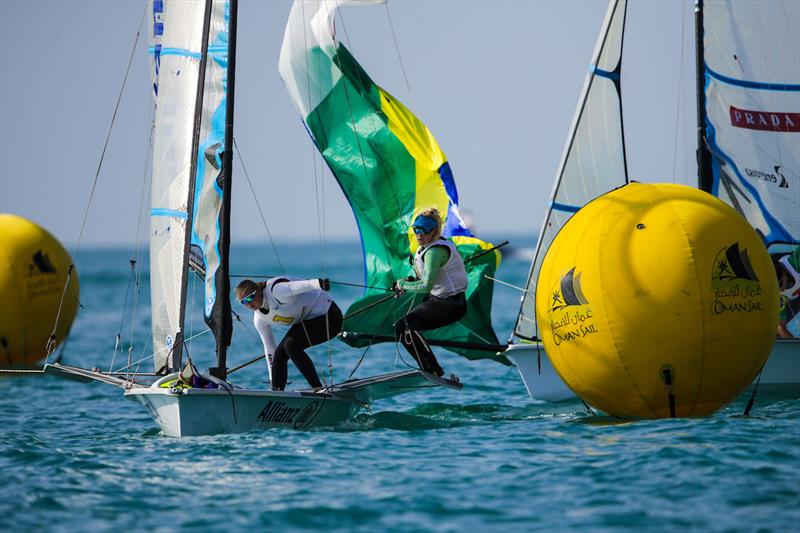 49er, 49erFX and Nacra 17 World Championships - Day 5 photo copyright Sailing Energy / Pedro Martinez taken at Oman Sail and featuring the 49er FX class