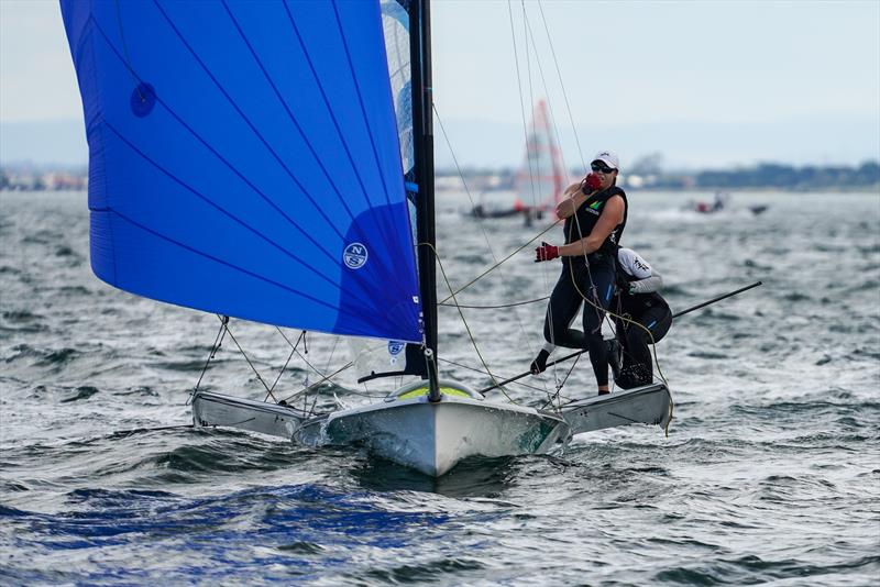 Laura Harding & Annie Wilmot in the 49erFX on day 2 of Sail Melbourne 2022 - photo © Beau Outteridge