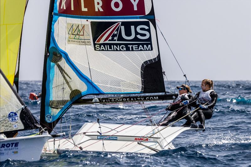 Steph Roble & Maggie Shea at the 2021 Lanzarote International Regatta in Lanzarote, Canary Islands photo copyright Sailing Energy taken at  and featuring the 49er FX class