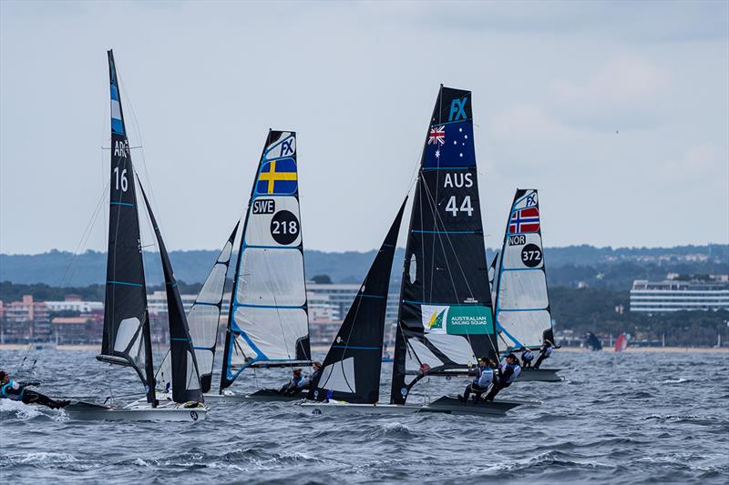 Olivia Price and Evie Haseldine among the 49erFX action - Princess Sofia Trophy photo copyright Beau Outteridge taken at Real Club Náutico de Palma and featuring the 49er FX class