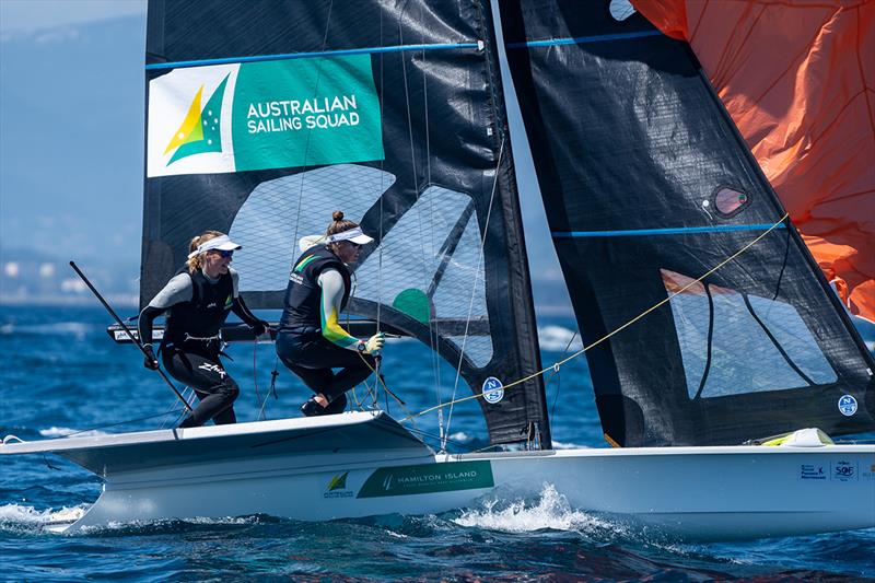 Laura Harding and Annie Wilmot at French Olympic Week Hyères - photo © Beau Outteridge / Australian Sailing Team
