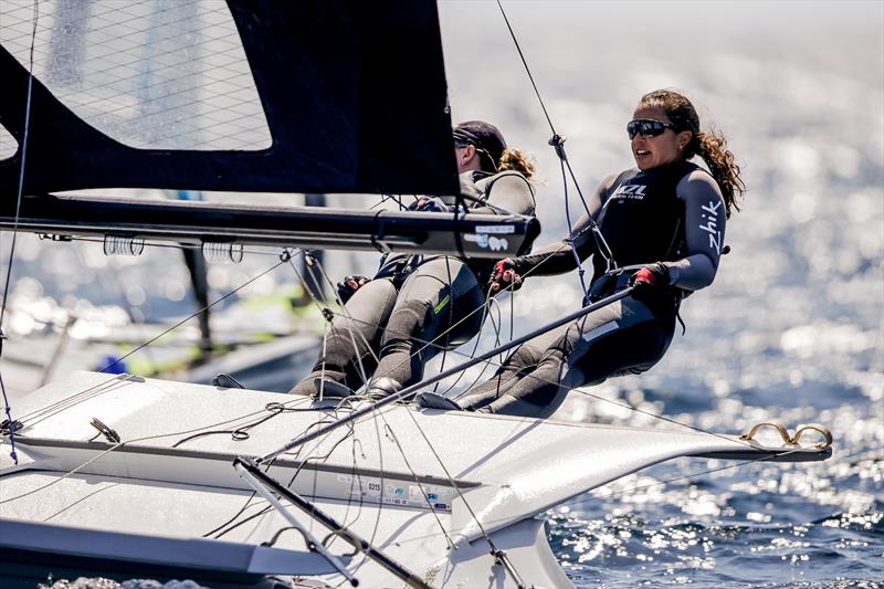 Alex Maloney and Olivia Hobbs (NZL) - 49erFX - NZL Sailing Team - Semaine Olympique Française de Hyères - April 2022 photo copyright Sailing Energy/FFVoile taken at  and featuring the 49er FX class