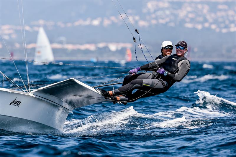 Alex Maloney & Olivia Hobbs (NZL) - 49er FX- Day 4 - NZL Sailing Team - Semaine Olympique Française de Hyères - April 2022 photo copyright Sailing Energy/FFVoile taken at  and featuring the 49er FX class