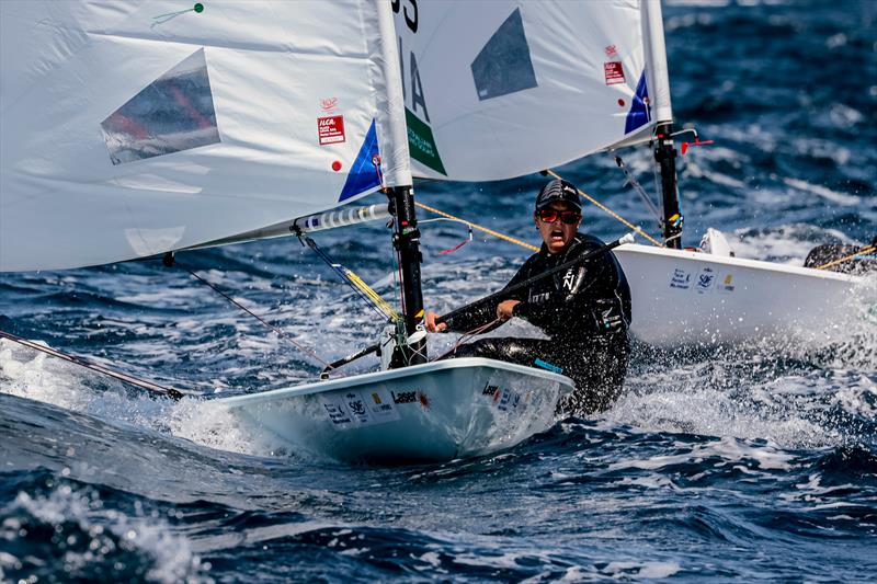 Olivia Christie (NZL) - ILCA6 - Day 4 - NZL Sailing Team - Semaine Olympique Française de Hyères - April 2022 photo copyright Sailing Energy / FFVOILE taken at  and featuring the 49er FX class