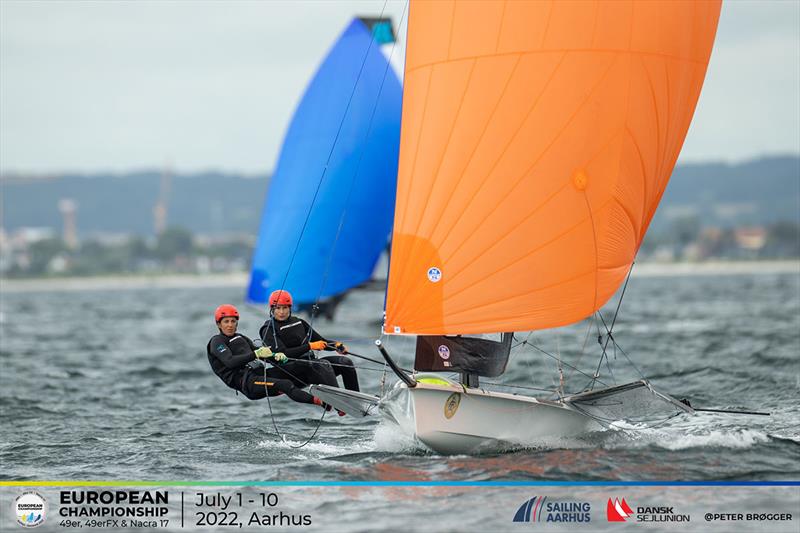 Staert and Pincon (FRA) in their first FX championship together - 2022 49er, 49erFX and Nacra 17 European Championships photo copyright Peter Brogger taken at  and featuring the 49er FX class