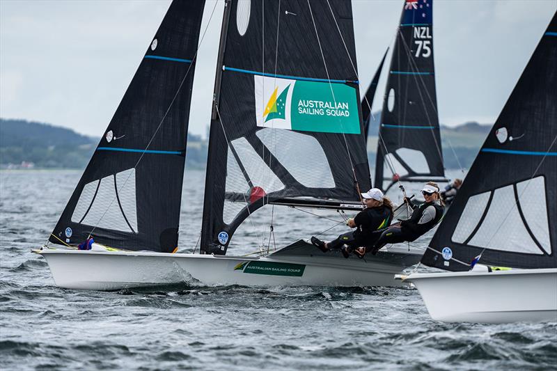 Laura Harding and Annie Wilmot amid the action on Day 3 - 49er, 49erFX and Nacra 17 European Championships 2022 - photo © Beau Outteridge