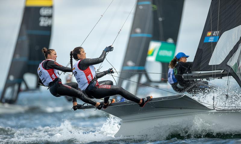 49er FX - Day 4 - European Championships - Aarhus, Denmark - July 2022 photo copyright Peter Brogger taken at Sailing Aarhus and featuring the 49er FX class