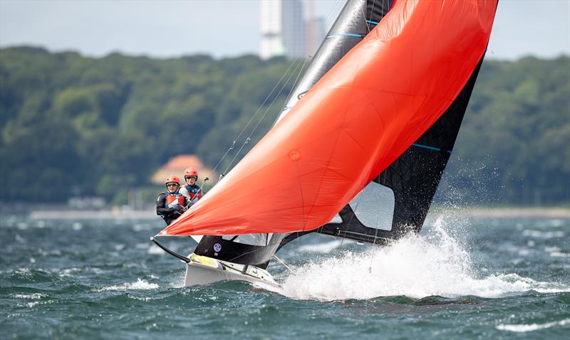 49er FX - Day 4 - European Championships - Aarhus, Denmark - July 2022 photo copyright Peter Brogger taken at Sailing Aarhus and featuring the 49er FX class