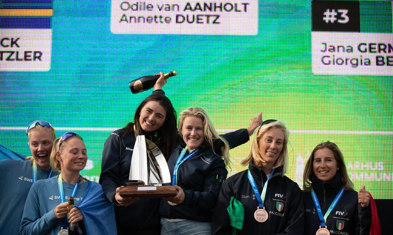 Medalists 49erFX - Day 6 - European Championships - Aarhus, Denmark - July 2022 photo copyright Peter Brogger taken at Sailing Aarhus and featuring the 49er FX class