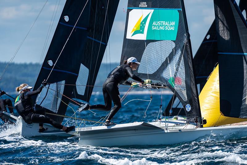 Tess Lloyd & Dervla Duggan (49erFX) competing at 49er, 49erFX & Nacra 17 World Championships in Hubbards, NS, Canada - photo © Beau Outteridge