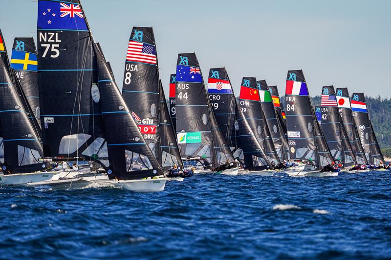 49er FX start - World Championship August 31st - September 5th, 2022, Halifax, Nova Scotia, Canada - photo © Sailing Energy