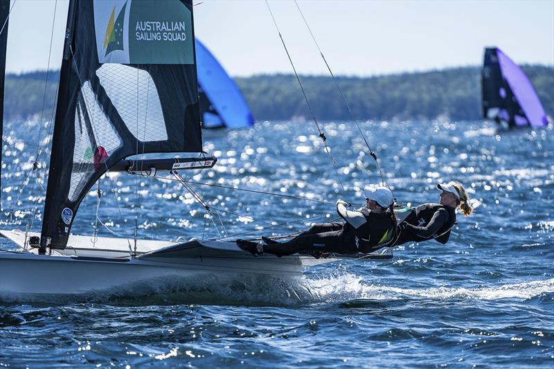 Tess Lloyd and Dervla Duggan (49erFX) competing at 49er, 49erFX & Nacra 17 World Championships in Hubbards, NS, Canada - photo © Beau Outteridge