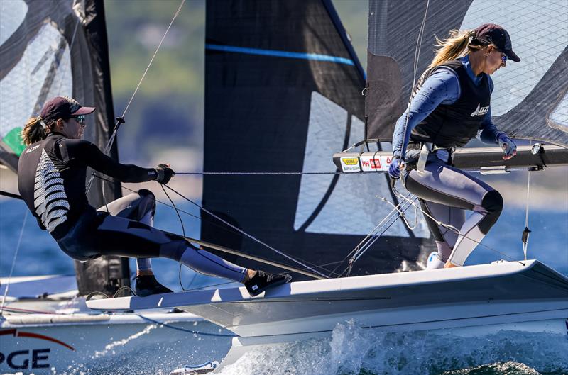 Jo Aleh & Molly Meech - 49er FX - (NZL) - World Sailing Championships - Nova Scotia - September 2022 photo copyright Sailing Energy taken at Royal Nova Scotia Yacht Squadron and featuring the 49er FX class