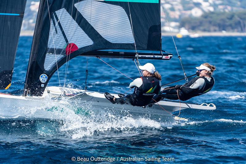 Laura Harding and Annie Wilmot - Semaine Olympique Française photo copyright Beau Outteridge taken at Australian Sailing and featuring the 49er FX class
