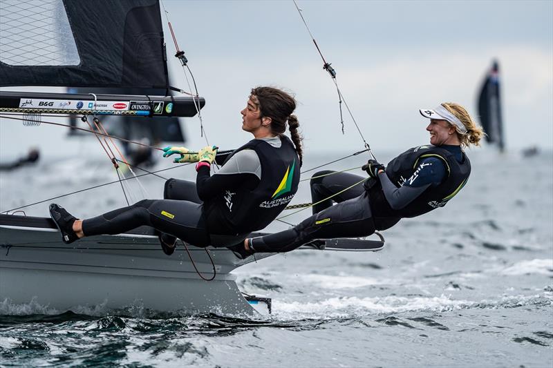 Tess Lloyd and Dervla Duggan competing at the 49er Europeans in 2022 photo copyright Beau Outteridge taken at  and featuring the 49er FX class