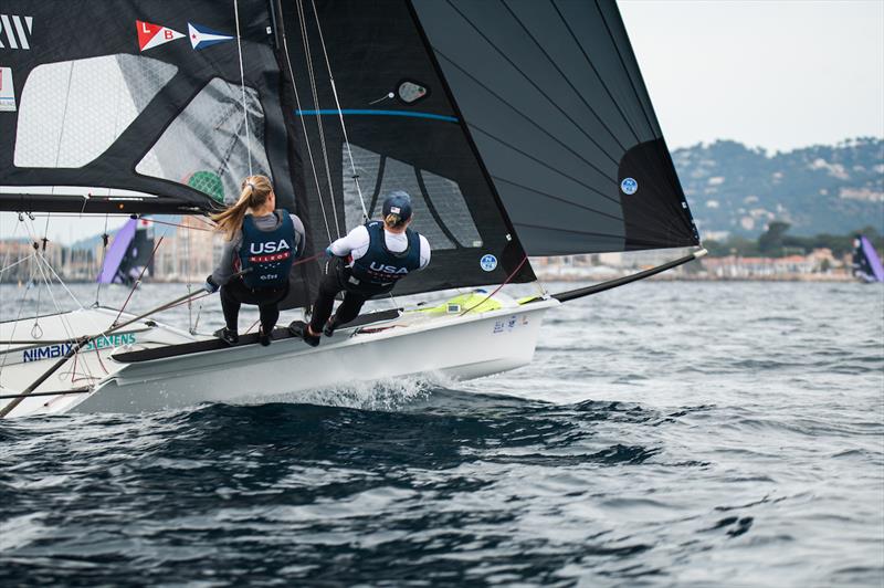 US Sailing Team at French Olympic Week photo copyright Allison Chenard, US Sailing Team taken at  and featuring the 49er FX class