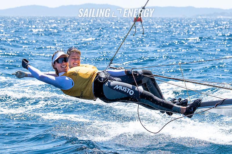 49erFX gold for Odile van Aanholt & Annette Duetz (NED) at 54th Semaine Olympique Française - Toulon Provence Méditerranée photo copyright Sailing Energy / Semaine Olympique Française taken at COYCH Hyeres and featuring the 49er FX class