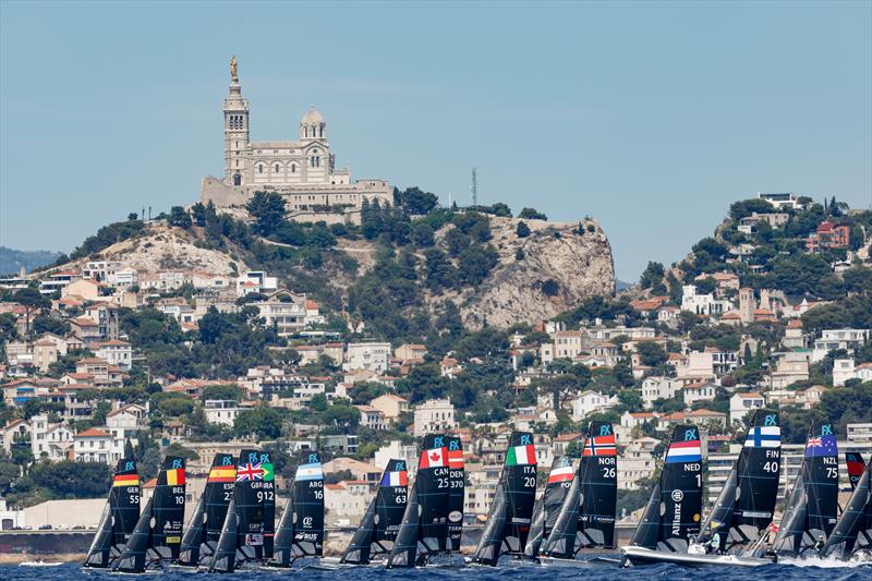 49erFX start - Paris 2024 Olympic Sailing Test Event, Marseille, France. July 13, 2023 - photo © Mark Lloyd / World Sailing