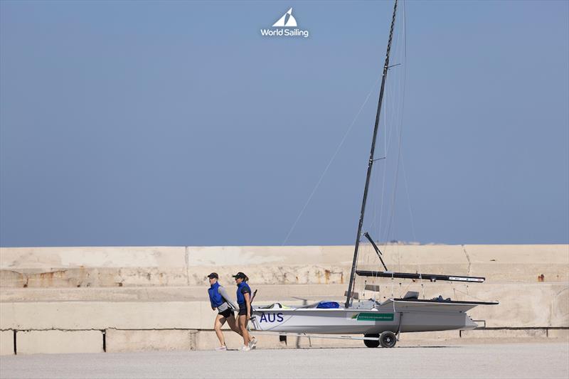 Olivia Price and Evie Haseldine - Paris 2024 Olympic Sailing Test - photo © Mark Lloyd / World Sailing