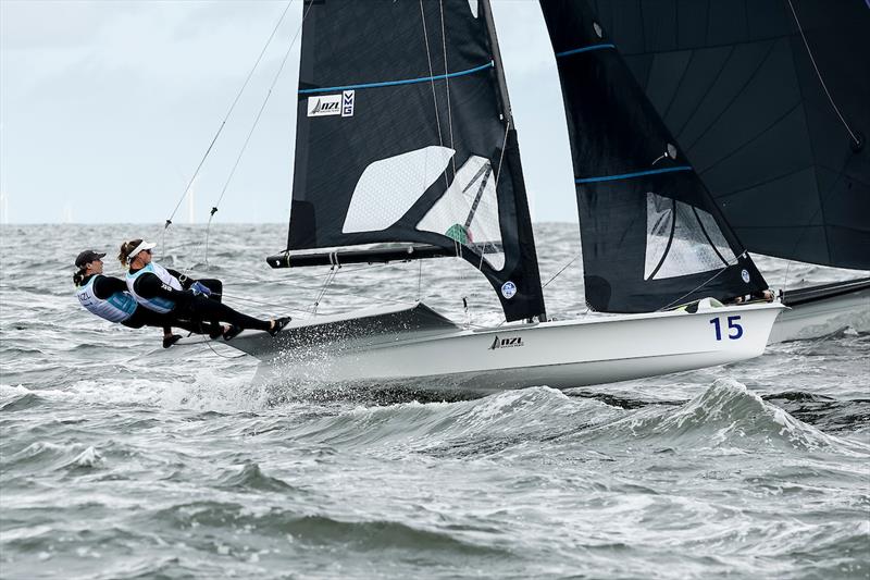 Jo Aleh and Molly Meech - NZL - 49er FX -  Day 5, 2023 Allianz Sailing World Championships, The Hague, August 15, 2023  - photo © Sailing Energy / World Sailing