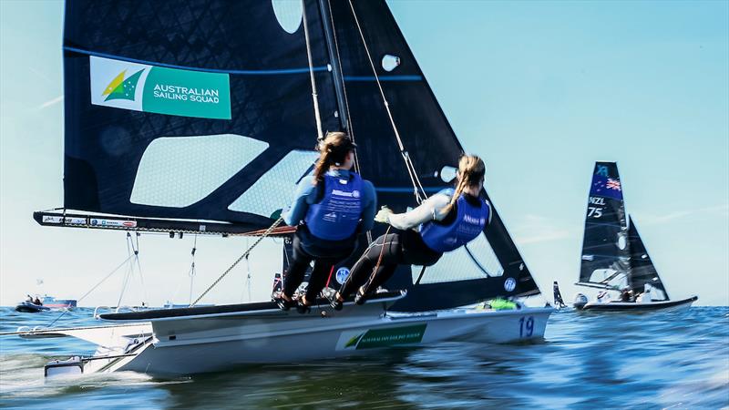 Olivia Price and Evie Haseldine - Allianz Sailing World Championships, Day 6 - photo © Sailing Energy / World Sailing