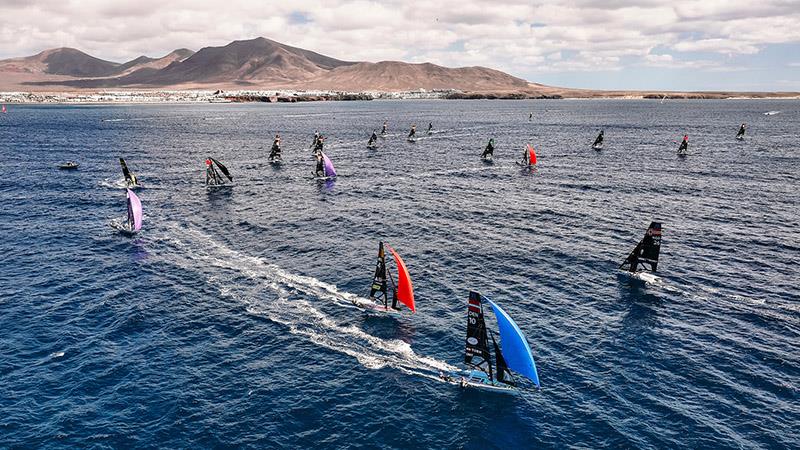 49er FX fleet in Lanzarote - 49er and 49erFX World Championships 2024 photo copyright Sailing Energy / Lanzarote Sailing Center taken at Lanzarote Sailing Center and featuring the 49er FX class