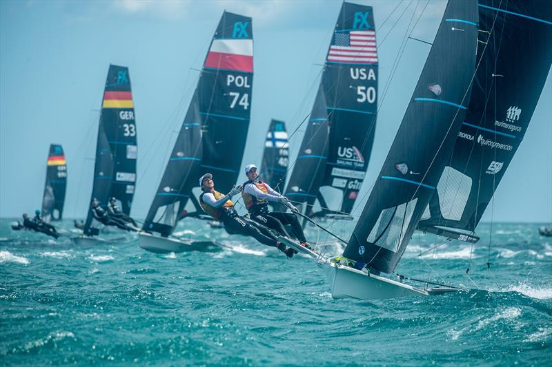 49er and 49erFX Europeans at La Grande Motte Day 2 photo copyright YCGM / Didier Hillaire taken at Yacht Club de la Grande Motte and featuring the 49er FX class