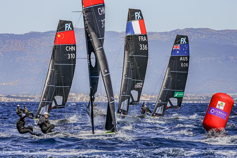 49er FX fleet at 54th Trofeo Princesa Sofía Mallorca photo copyright Sailing Energy / Trofeo Princesa Sofía Mallorca taken at Real Club Náutico de Palma and featuring the 49er FX class