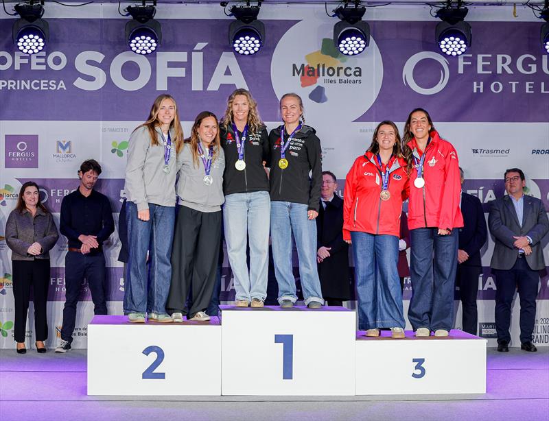 49erFX Podium - 55th Trofeo Princesa Sofia Mallorca by FERGUS Hotels Prize Giving photo copyright Sailing Energy / Princesa Sofía Mallorca taken at Real Club Náutico de Palma and featuring the 49er FX class