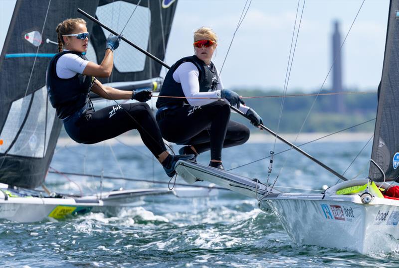 With a stellar day, local sailors Maru Scheel and Freya Feilcke moved up to the provisional podium in the 49erFX class photo copyright Felix Diemer / Kieler Woche taken at Kieler Yacht Club and featuring the 49er FX class