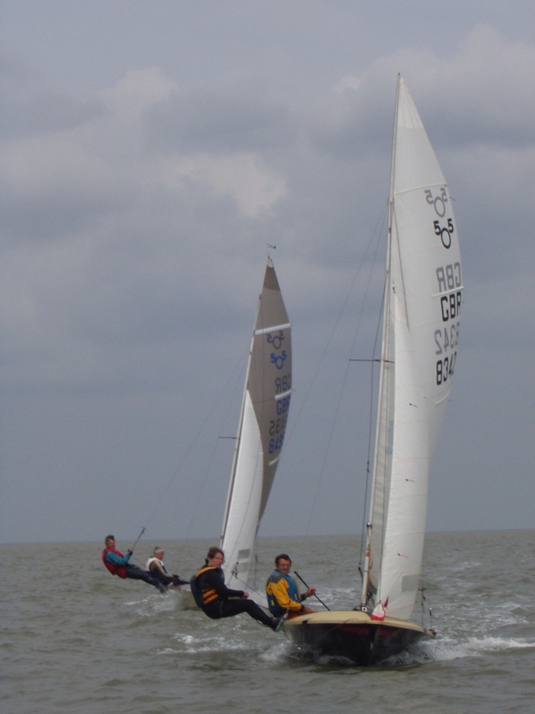 Greg & Mary Brown lead Hugh Fielden & Richard Symes at the Southwold Sailing Club Spring Regatta photo copyright Jeremy Taylor taken at Southwold Sailing Club and featuring the 505 class