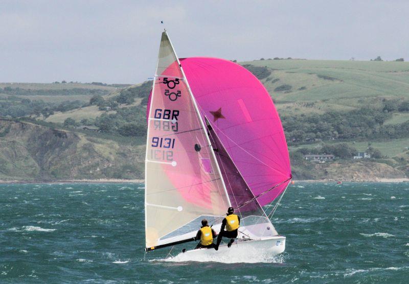 Nathan Batchelor & Sam Pascoe on day 4 of the SAP 505 Worlds at Weymouth photo copyright Mark Jardine taken at Weymouth & Portland Sailing Academy and featuring the 505 class