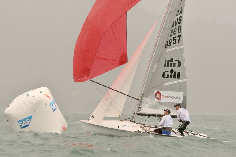 Kevin Cameron and Josh Mortensen led until just short of the finish on day six of the SAP 2011 505 Worlds photo copyright Christophe Favreau taken at  and featuring the 505 class