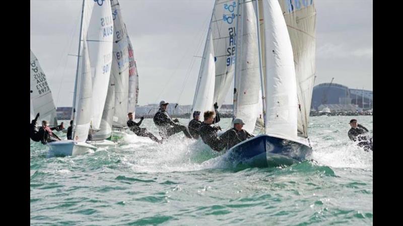 Upwind 505 action in a moderate breeze - photo © Image courtesy of the Western Australian 505 Sailing Association