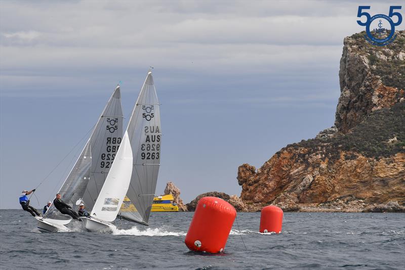 Michael Quirk and Tim Needham leading Michael Wilson and Stu Bithell - 505 European Championship in Spain photo copyright Christophe Favreau / www.christophefavreau.com taken at Club Nàutic Estartit and featuring the 505 class