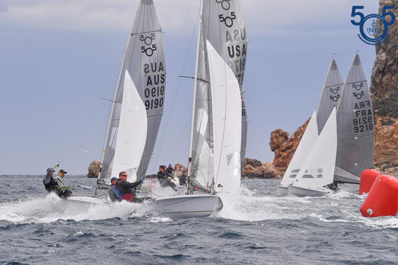 Day 2, spacer mark - 505 European Championship in Spain photo copyright Christophe Favreau / www.christophefavreau.com taken at Club Nàutic Estartit and featuring the 505 class