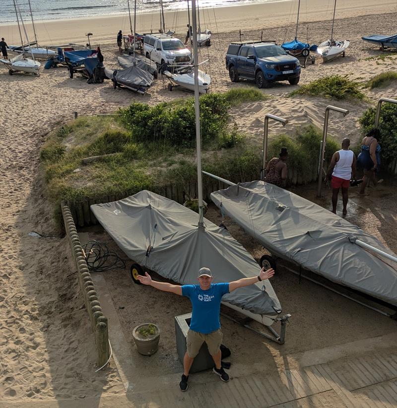 Early morning rigging, Thomas Funke welcomes sailors to Durban during the 505 KZN Regionals hosted offshore of Durban by Point Yacht Club in June - photo © Sophie Thompson