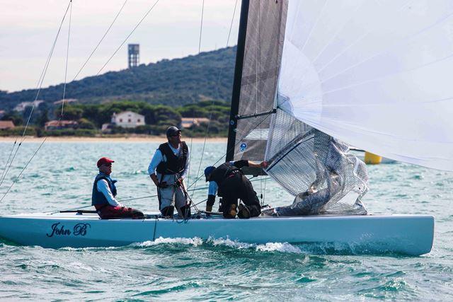 John B downwind on day 2 of the 5.5m IC World Championship photo copyright Pierpaolo Lanfrancotti taken at Yacht Club Santo Stefano and featuring the 5.5m class