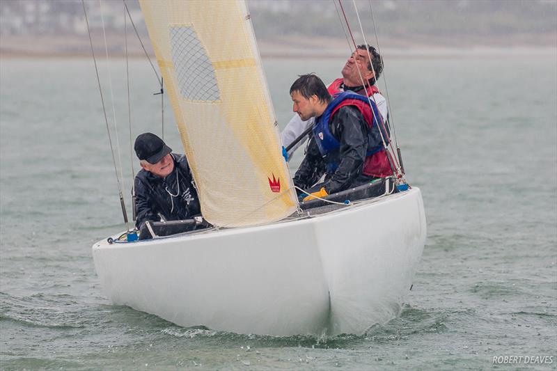 A wet day in Cowes on day 2 of the Scandinavian Gold Cup 2018 photo copyright Robert Deaves taken at Royal Yacht Squadron and featuring the 5.5m class