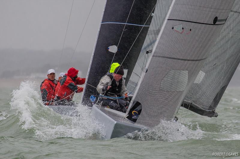 Caracole leads Artemis XIV on day 2 of the Scandinavian Gold Cup 2018 photo copyright Robert Deaves taken at Royal Yacht Squadron and featuring the 5.5m class