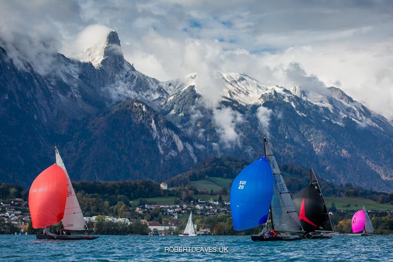 Lake Thun always provides an impressive backdrop at the 5.5 Metre Herbstpreis photo copyright Robert Deaves / www.robertdeaves.uk taken at  and featuring the 5.5m class